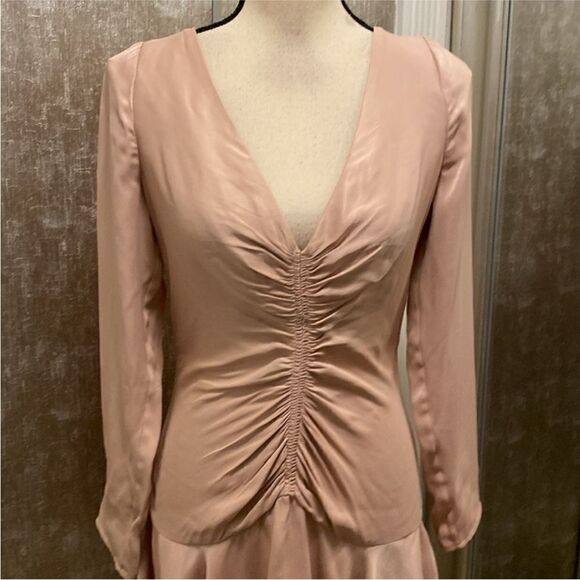 Zimmermann 100% viscose Elegant Pink Long Sleeve ruched Dress, S - Picture 5 of 13